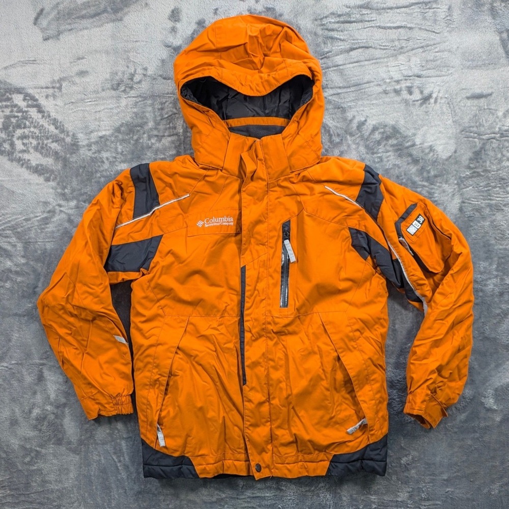 Columbia Youth 10/12 Orange Charcoal Gray Insulated Ski Snow Jacket SB5384